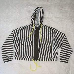 White and green striped windbreaker